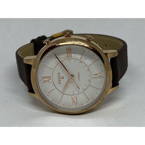 Fossil FTW5030 Women's Brown Leather Analog White Dial Hybrid Smartwatch CM442 - Picture 6 of 11